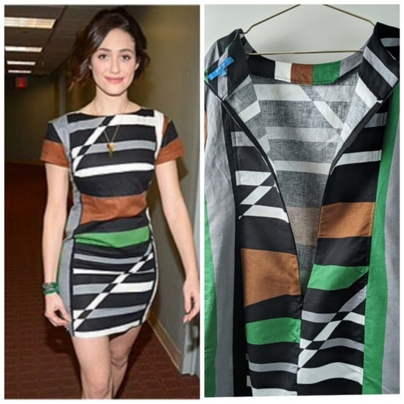 Derek Lam Linen Graphic Surf Parrot Colorblock Dress - Picture 3 of 11